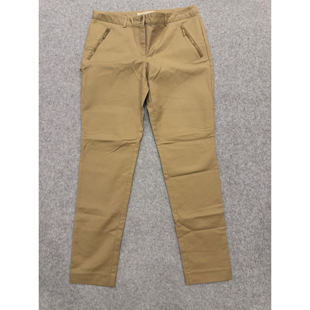 Michael Michael Kors Womens‎ Khaki Chino Pants Gold Zipper Pockets Tan Size 8